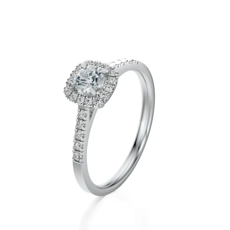 Pierścionek z białego złota z diamentami